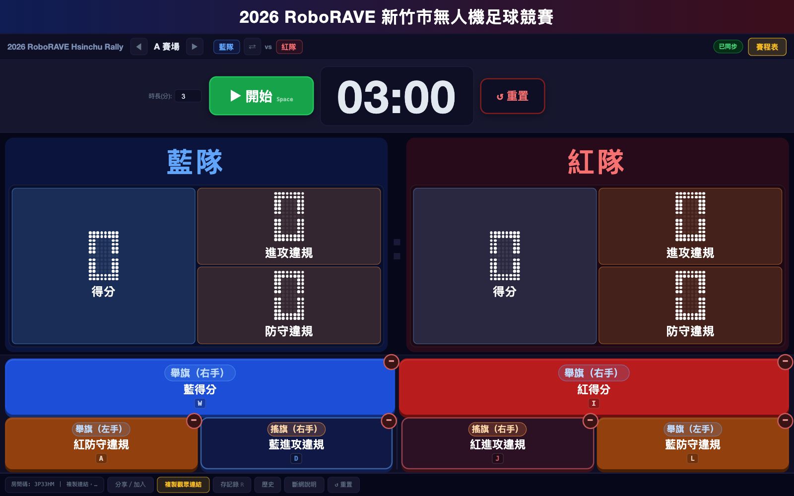 RoboRAVE 2026 新竹 Rally 裁判計分板